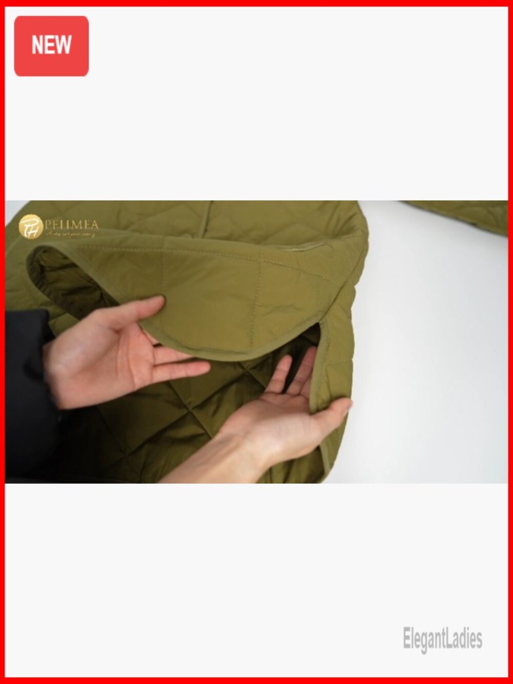 Lightweight Quilted Puffer Jacket with Pockets, Button Front, Mid-Length - Picture 7 of 7